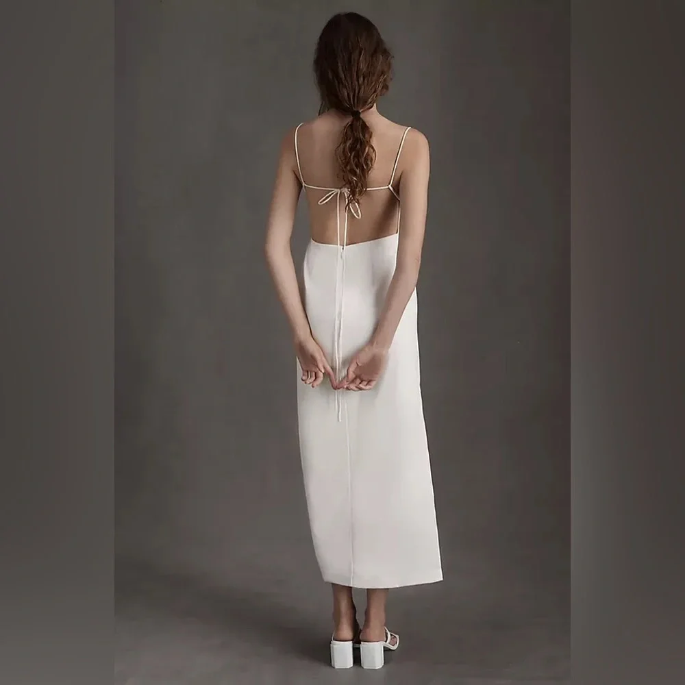 BHLDN Gavin Sheath Dress in Ivory White Strappy Open Back Bridal Size‎ 16 NWT - Picture 3 of 9